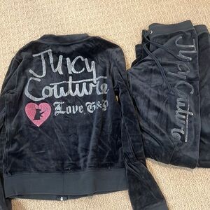 Juicy Couture Tracksuit Dark Grey Velour 2000s